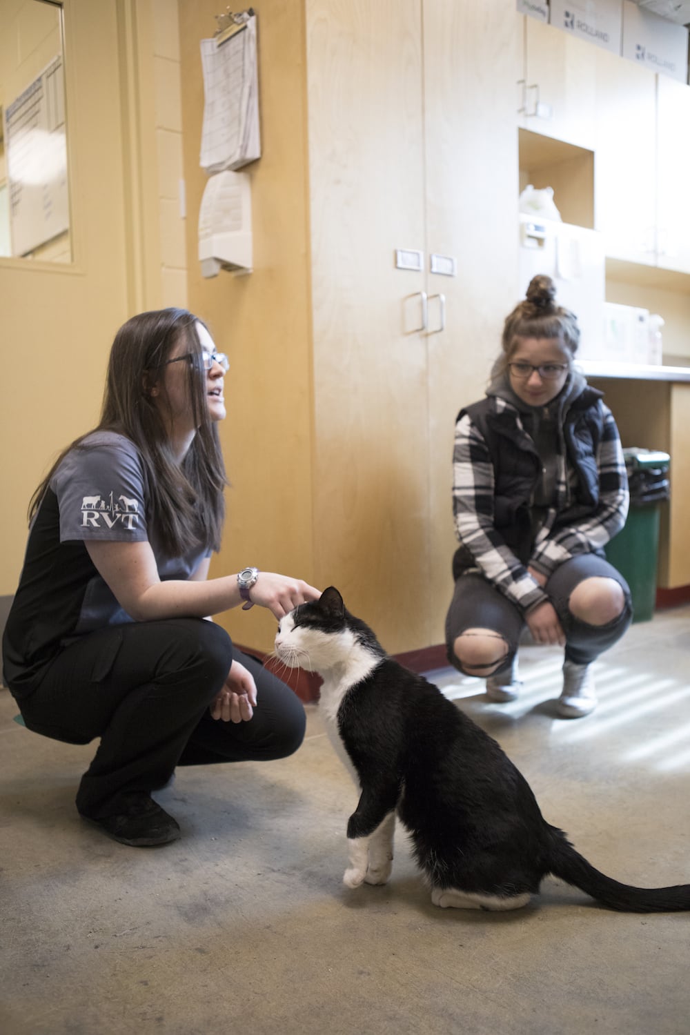 students with cat