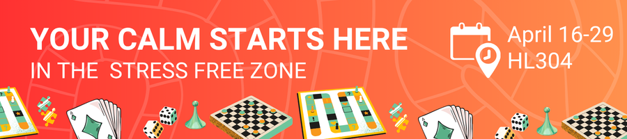 Banner with board game elements and the text